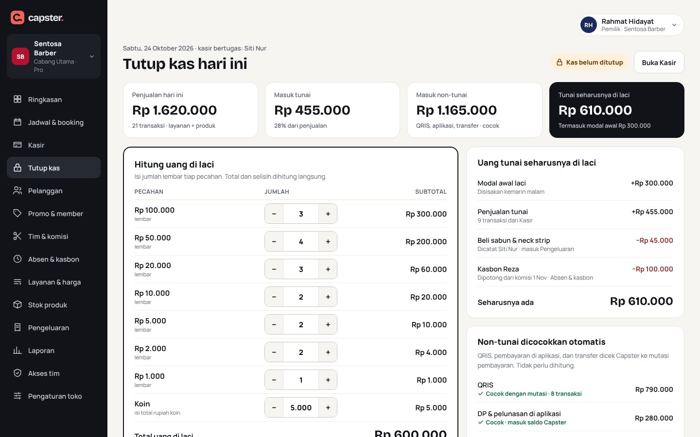 Tutup kas harian